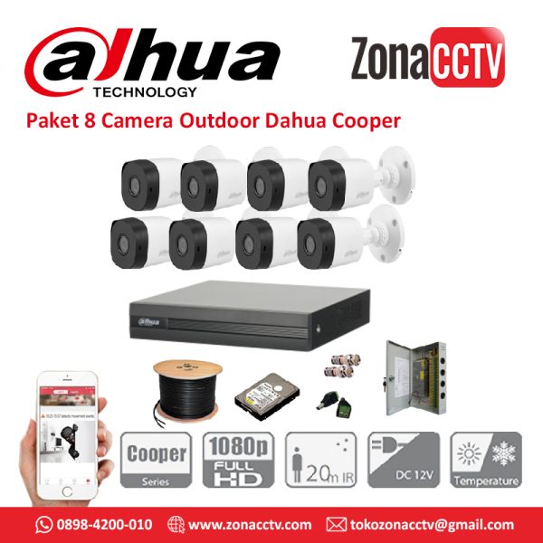 Paket 8 CH - Dahua Outdoor 2mp