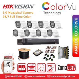 Paket 8 CH - Hikvision Outdoor DS-2CE10DFT ColorVu 2mp